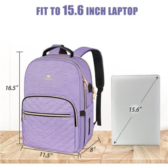 Laptop Backpack for Women, Anti Theft 15.6 inch College School Bookbag for Girls - Picture 5 of 7